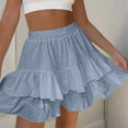 thumbnail image 7 of FRSASU Women's Frill Trim Ruffle Hem Shirred High Waist Shorts, Boho Casual Spring & Summer Tiered Layer Skirts Sky Blue, 7 of 7