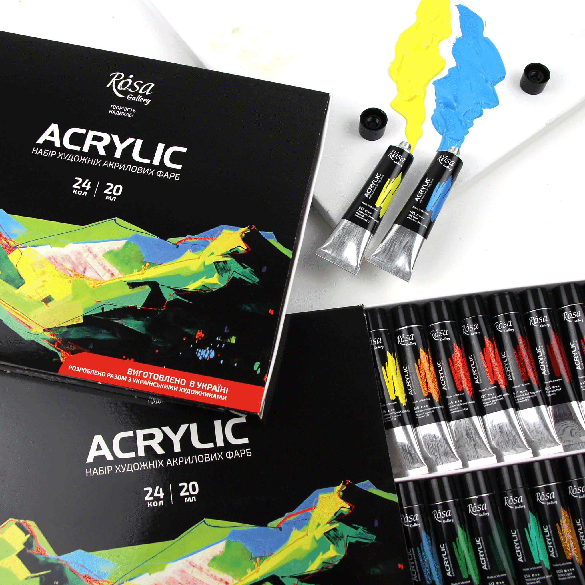 Acrylic paint set 24*20 ml/0.68 oz, ROSA Gallery