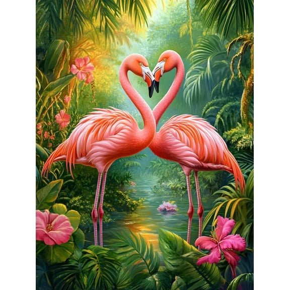 5D Flamingos Diamond Art 12x16 Inch Full Drill Diamond Painting Kits for Adults & Beginners - DIY Art Crafts for Relaxation and Home Wall Decor 162A