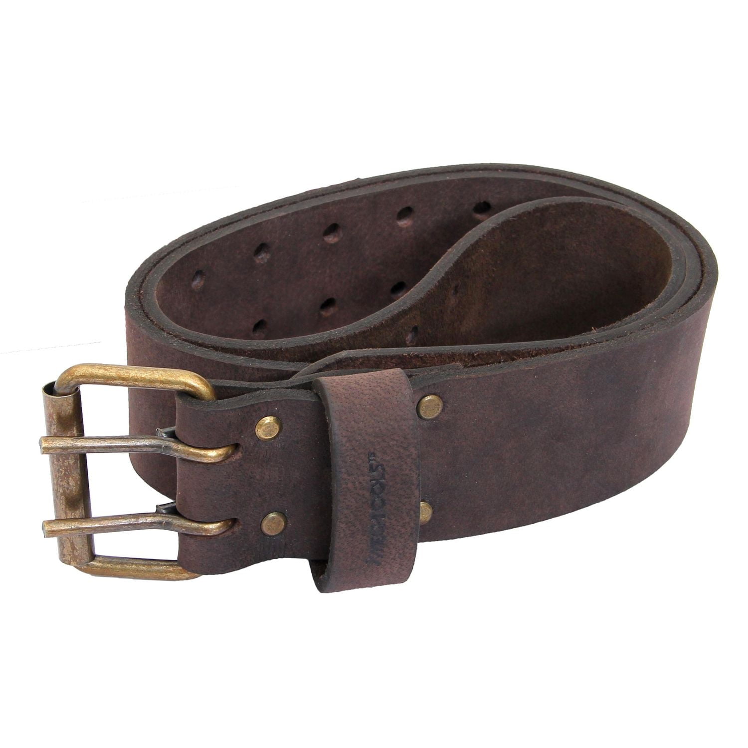 MECHTOOLS 2" OIL TANNED LEATHER TOOL BELT WITH DOUBLE BUCKLE (DARK BROWN) FITS 29" - 45"