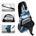 thumbnail image 4 of Full Print Chest Bag 8×15in Outer Large Bag On Both Sides Of Mesh Bag Inside Pocket Design Sponge Pad Shoulder Strap Vector Camouflage Pattern Blue_3, 4 of 8
