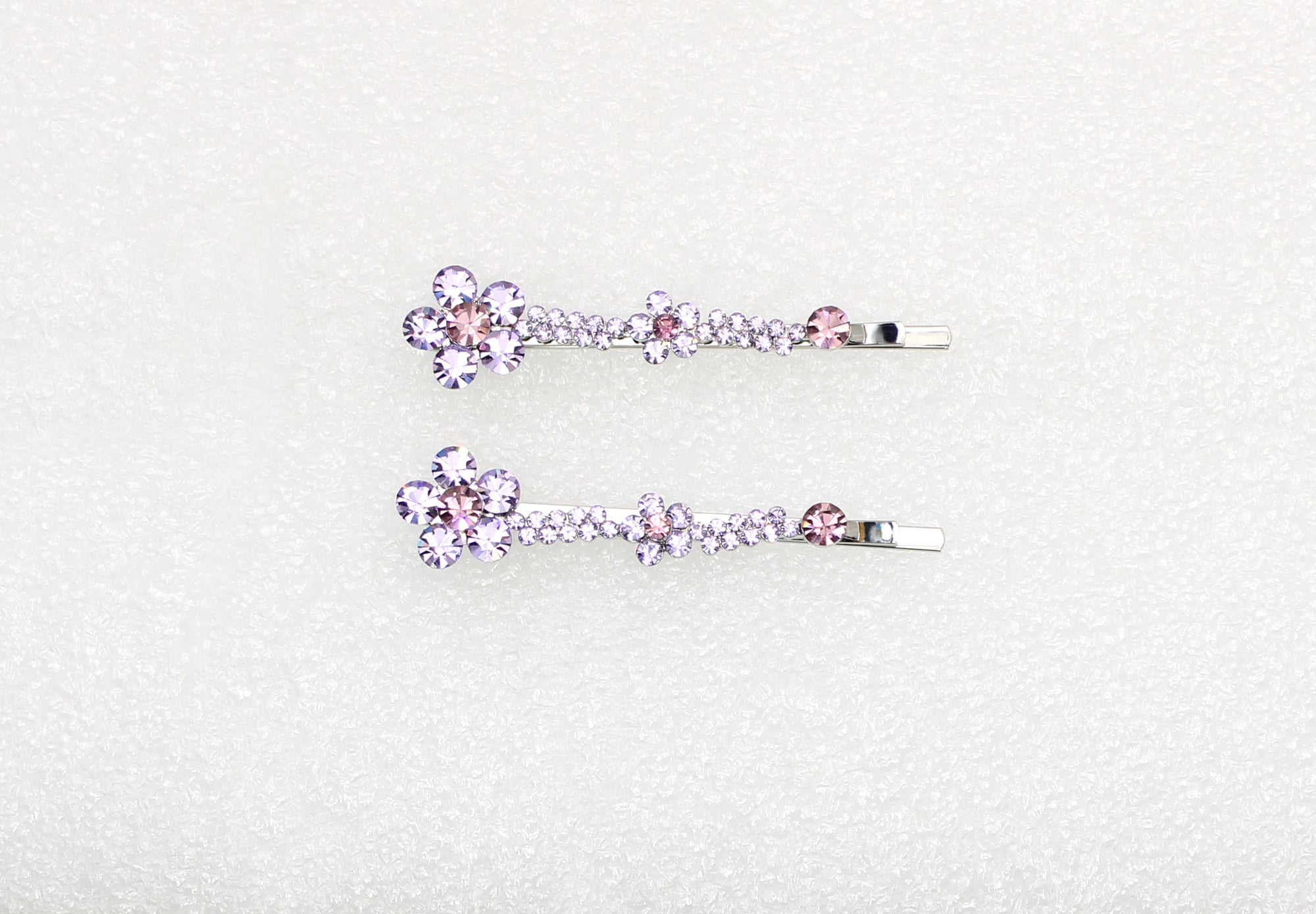 Faship A Pair Of Lavender Rhinestone Crystal Floral Hair Clip Pins 2 Pcs