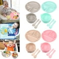 thumbnail image 1 of 8Pcs Baby Feeding Set with Spoon Fork Non-Slip Baby Suction Plates and Bowls Dishwasher Safe Kids Divided Plate Self Feeding Utensils Portable for Toddler Home(Green+Gray), 1 of 10