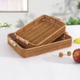 thumbnail image 6 of Rattan Serving Tray, Rectangular Woven Tray with Handles, Natural Wicker Decorative Serving Baskets for Organizing Tabletop Bathroom Kitchen Counter, 6 of 9