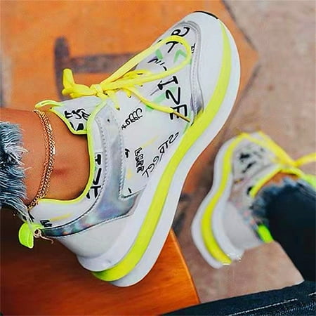 

Summer Savings Clearance! Zpanxa Womens Casual Shoes New Casual Large Size Candy Color Low-top Casual Sports Running Shoes Yellow 42