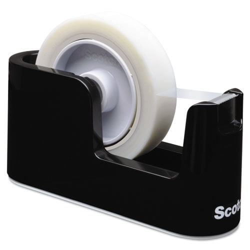 Heavy Duty Weighted Desktop Tape Dispenser With One Roll Of Tape, 1" And 3" Cores, Abs, Black | Bundle of 5 Each