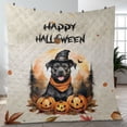 thumbnail image 4 of Happy Halloween Pitbull Witches Hat Pumpkin Carving Quilt Blanket Terrier Dog Lover Cozy Comforter Throw Blanket - 02019, 4 of 5