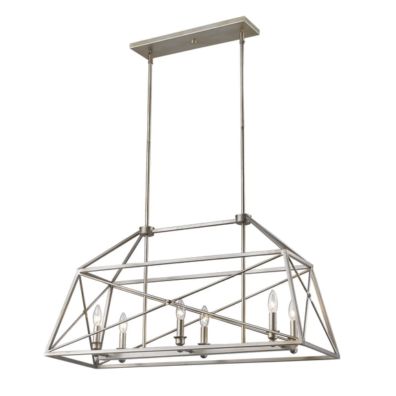 Z-Lite 447-36AS Trestle 6 Light 36" Wide Taper Candle Linear Chandelier - Silver