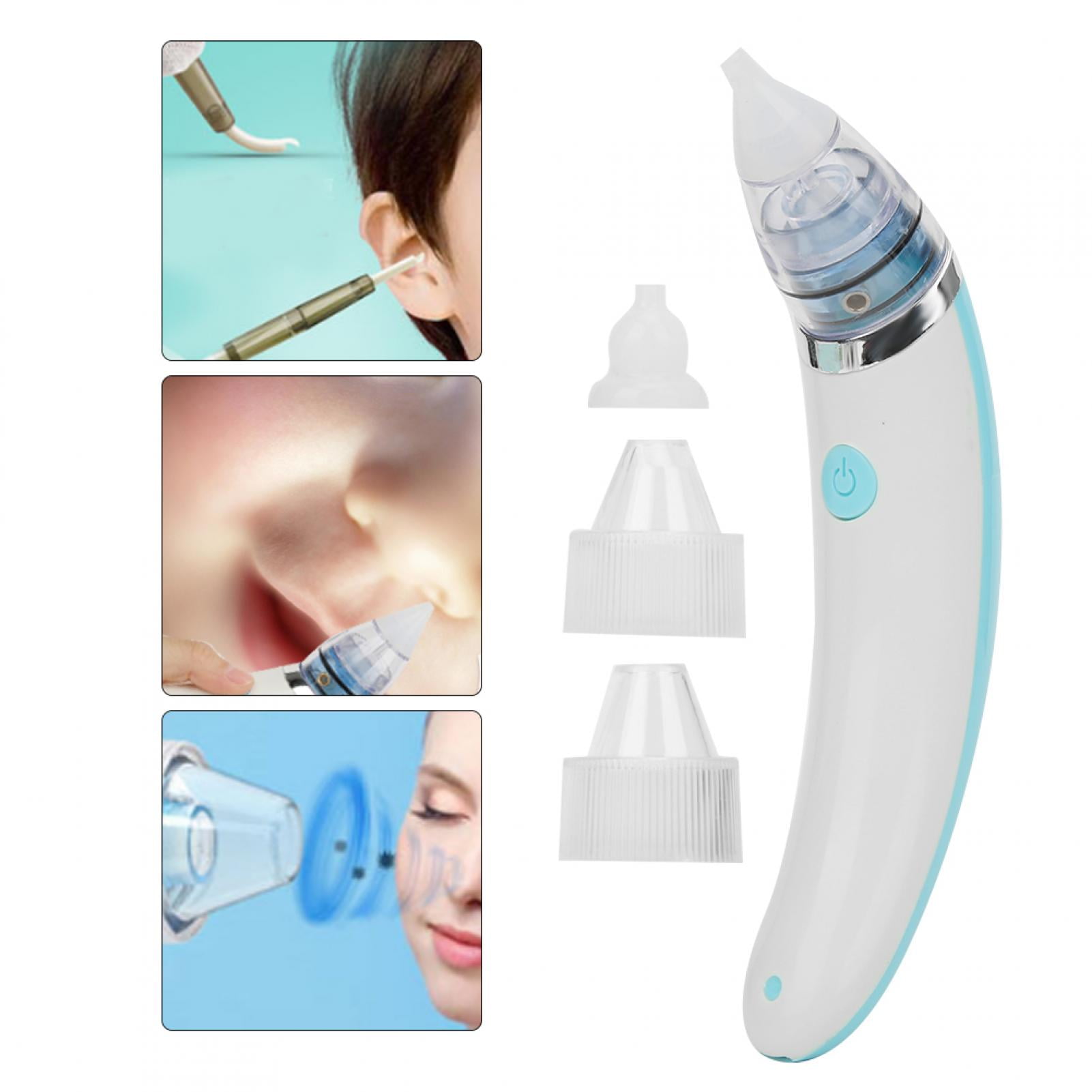 ANGGREK 3 In 1 Baby Nasal Aspirators With 2 Differernt Head, USB Charging Electric Nose Cleaner With 2 Ear Spoon Newborn Snot Cleaning Machine Earwax Cleaning Tools For Adult Child