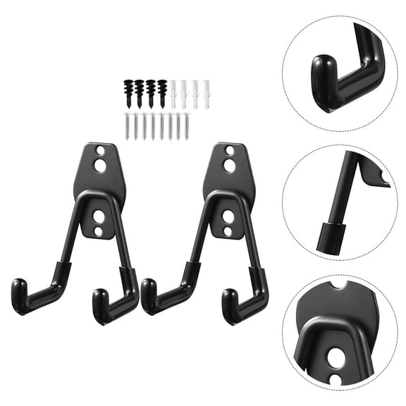 TABLZONE 2-Pack Heavy Duty Black Metal Garage Wall Hooks, Utility Storage Hangers for Tools and Equipment Organization