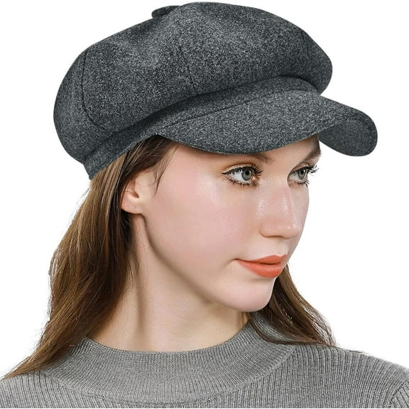 Women’s Newsboy Cap Wool Blend Vintage Solid Color Girls Gatsby Cabbie Visor Beret Hat