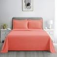 thumbnail image 4 of Marina Decoration Ultra Soft Silky Deep Pocket Solid Rayon from Bamboo Bedding All Season Sheet Set, Coral Color, 4 of 7