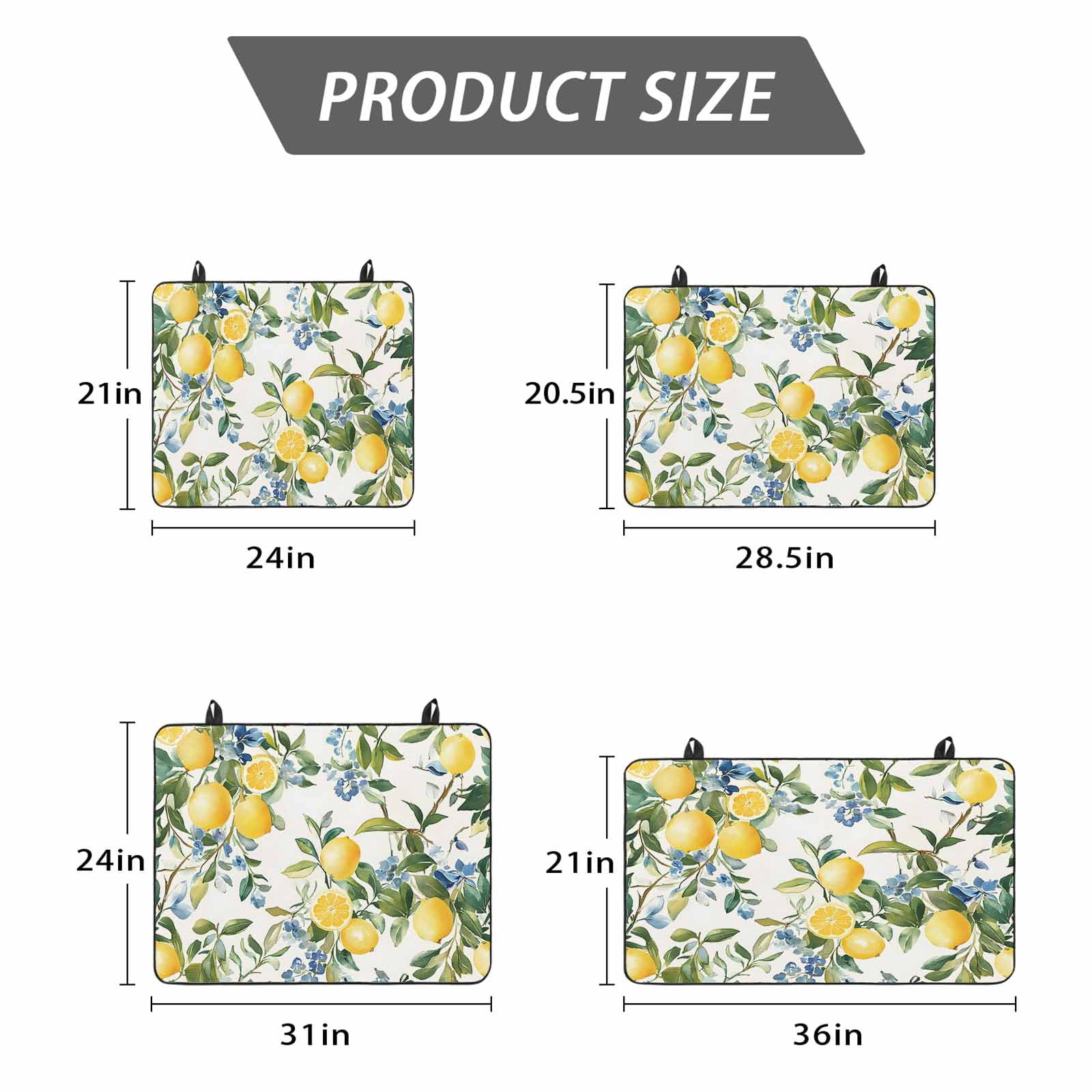 Yellow Lemon Stove Top Cover for Electric Stove, Heat-proof & Non Slip Glass Top Stove Cover Protector, Green Leaf Blue Flower Tropical Fruit Kitchen Flat Cooktop Rubber Mat 24x21 Inches