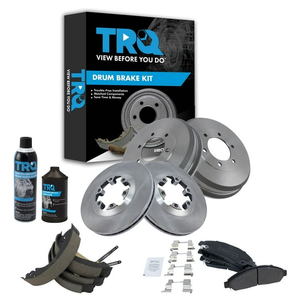 TRQ Brake Shoes Drums & Pad Rotor COMPLETE Kit w/Fluids for Chevy Isuzu