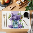 thumbnail image 2 of Purple Hydrangeas Placemats Set of 4 Farmhouse Purple Stripe Linen Place Mats Indoor Wipeable Table Mats Washable Cloth Dining Table Placemats for Kitchen Holiday Party Home Decor 13x19 Inch, 2 of 9