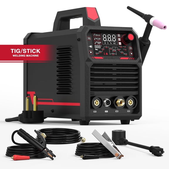 YESWELDER 205Amp TIG Welder, Pulse TIG, DC TIG & Stick, Dual Voltage 110V/220V, LED Display (Not for Aluminum Welding)