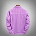 thumbnail image 3 of Chaquetas De Hombre Streetwear Chaqueta De Mezclilla Moda Casual A Naranja Aisan M, 3 of 5