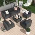 thumbnail image 2 of MRUAKA 7 Pieces Patio Conversation Set, Outdoor Sectional PE Rattan Wicker Furniture Seat,Gray, 2 of 8
