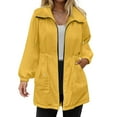 thumbnail image 2 of GEWSEY Womens Rain Jacket with Hood Packable Lightweight Raincoats for Women Waterproof Long Rain Coat Windbreaker (Yellow, XL), 2 of 9
