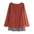 thumbnail image 4 of Blouse à Manches Longues pour Femmes Imprimé Chat Dessin Animé Patchwork Rayé Grand Code, 4 of 6