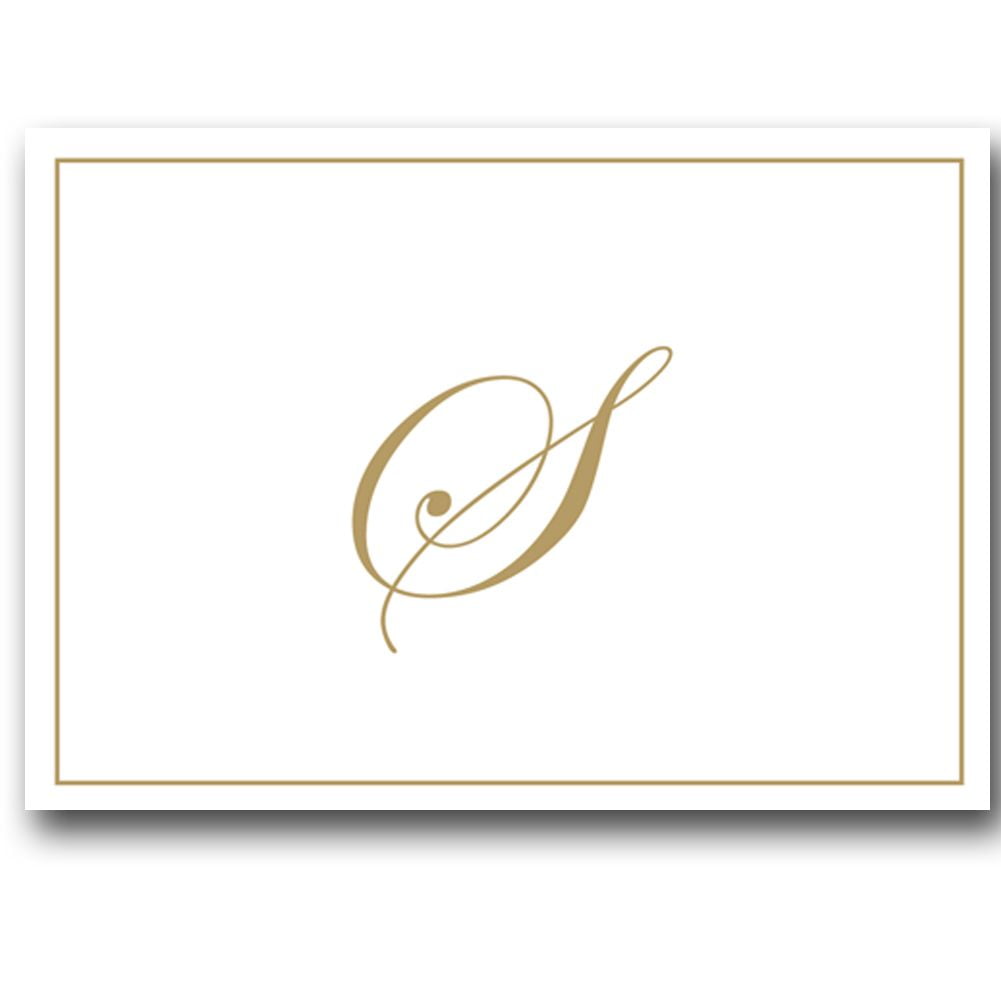 Gold Embossed Initial Note Cards Letter S Boxed Set of 8