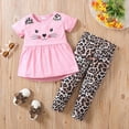 thumbnail image 2 of HCNTES Toddler Girl Daily Set Cat Print Peplum Tee and Leggings 2 Piece Ideal for After School Play and Casual Wear, 2 of 7