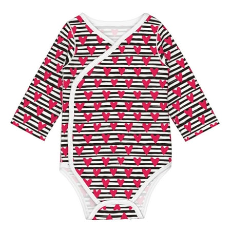 

Gaeub Hearts And Lines Unisex Babies Long-Sleeve Bodysuit 100% Organic Cotton-18 Months