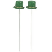Green Glitter Top Hat Picks St. Patrick's Day Seasonal Crafts Party Supplies