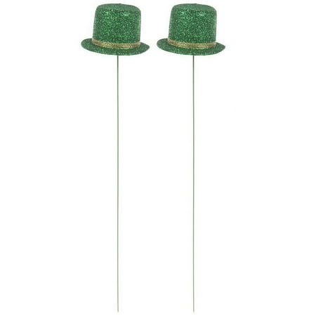Green Glitter Top Hat Picks St. Patrick's Day Seasonal Crafts Party Supplies