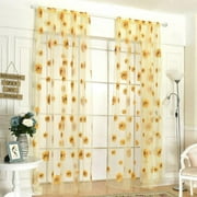 Brand Clearance! Set of 2 Sunflower Sheer Voile Curtains for Bedroom Living Room Balcony Coffee House