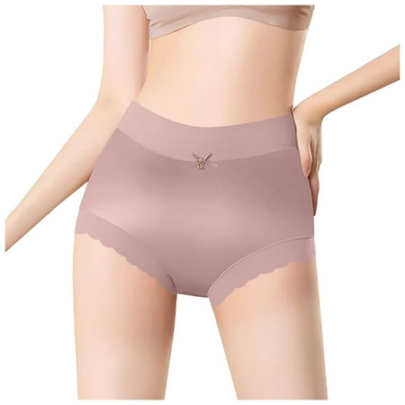 BYHONG Women s Satin Ice Silk Seamless High Waisted Plus Size Briefs Panties for Women Pack Watermelon Red M