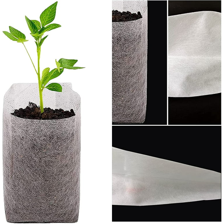 Non-Woven Seedlings Grow Bag,200PCS Fabric Nursery Bags for Plants,Fabric  Plant Pots for Planting,Gardening Transplanted Home Garden Supplies 