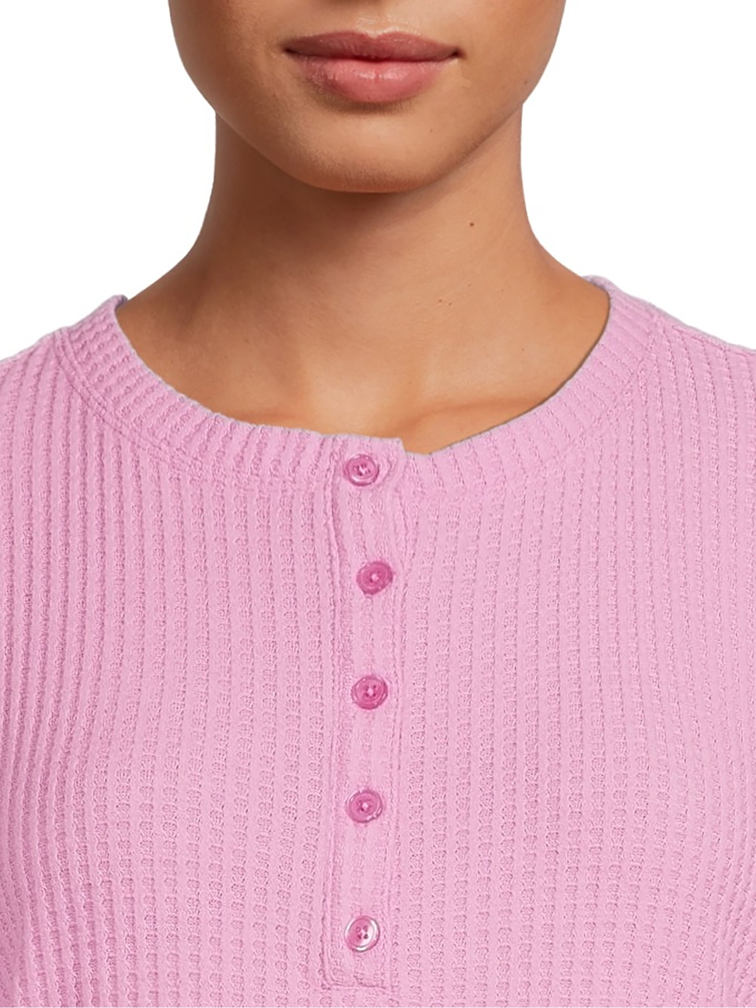 Time And Tru Women's Waffle Henley Top