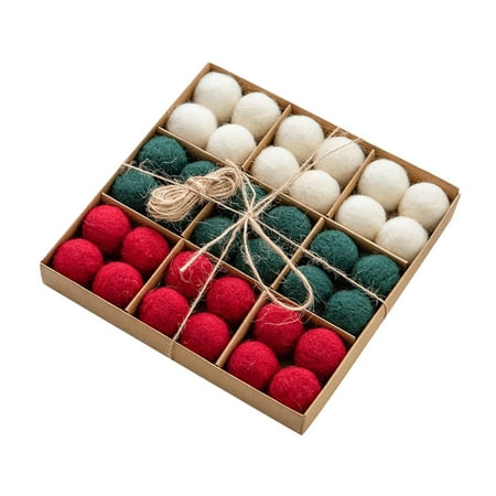 Bolas de fieltro de lana,Bolas de fieltro de lana navideña para manualidades,guirnaldas de bricolaje,Regalos de decoraciones navideñas artesanales con cuentas de lana,Bolas navideñas Estilo E