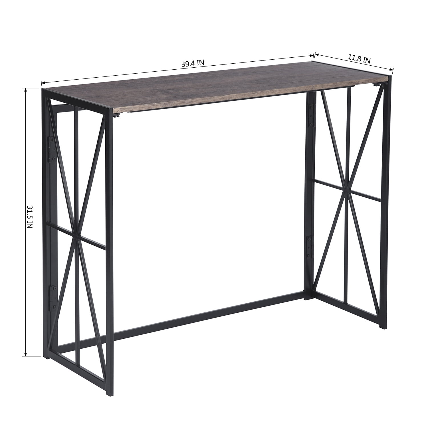 Kepooman 39.37 Inch Foldable Computer Desk, Writing Table Compact Desk Folding Table for Home Office, Brown