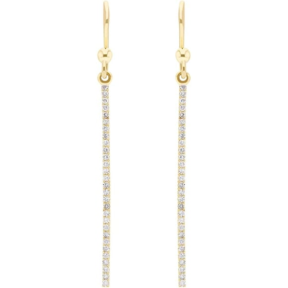 Diamond Earrings in 10k Yellow Gold Linear Drop Earrings with Natural Diamonds 1/3 Carat (G-H Color, SI1-SI2 Clarity) Fine Jewelry For Women Gifts, Handcrafted Earrings