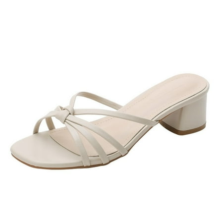 Going Outfits - Ankle Strap Bridal Dress Shoes  Fashion Summer Women Sandals Mid Heel Chunky Heel Cross Strap Open Toe Casual Style Open Toed Slippers Slim Strap  Mid Heel Sandals  Women s Shoes  Cas
