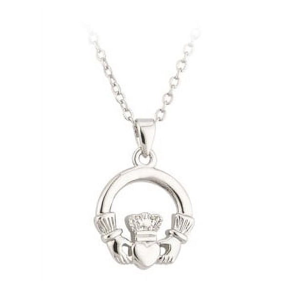 Lucky Rhodium Plated Claddagh Pendant
