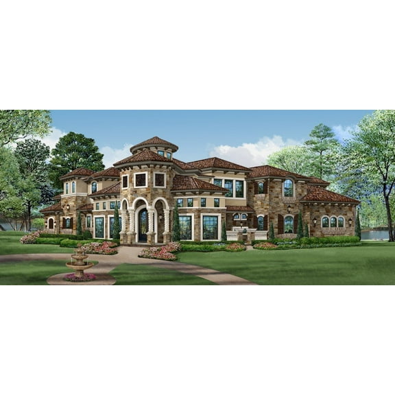 015-1097: Luxury Mediterranean 4 Bed, 5 Bath Luxury Home Plan, 4328 Sq Ft: Full Blueprints with License to Build by Home Plan Marketplace - Lesuto