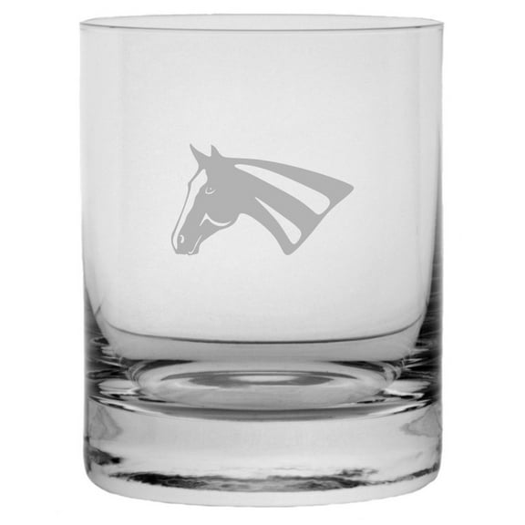 Hanoverian Face Horse Themed Etched 10.25oz Crystal Rocks Whisky Glass