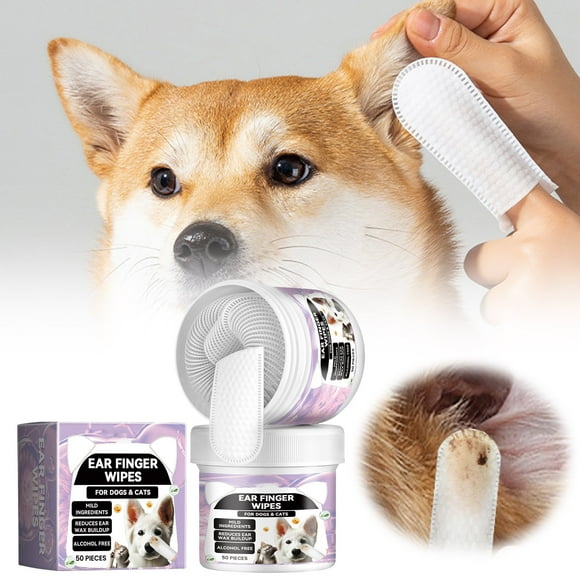 Hearth & Gear Pet Ear Care Finger Wipes Gentle Earwax Cleaning For Pet Cats And Dogs Ear Care Wipes Novelty Dog Accessories Dog Saddle Bag Dog Outdoor Accessories Train Dogs Leash Dog Accessories
