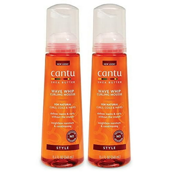 Cantu Wave Whip Curling Mousse for Natural Hair with Pure Shea Butter, 8.4 fl oz (Pack of 2) (Packaging May Vary)