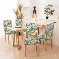 thumbnail image 4 of Creamand Blue Flowers with Green Leaves Dining Room Chair Covers Set of 4,Removable Washable Parson Chair Covers for Dining Room,Living Room,Kitchen, 4 of 6
