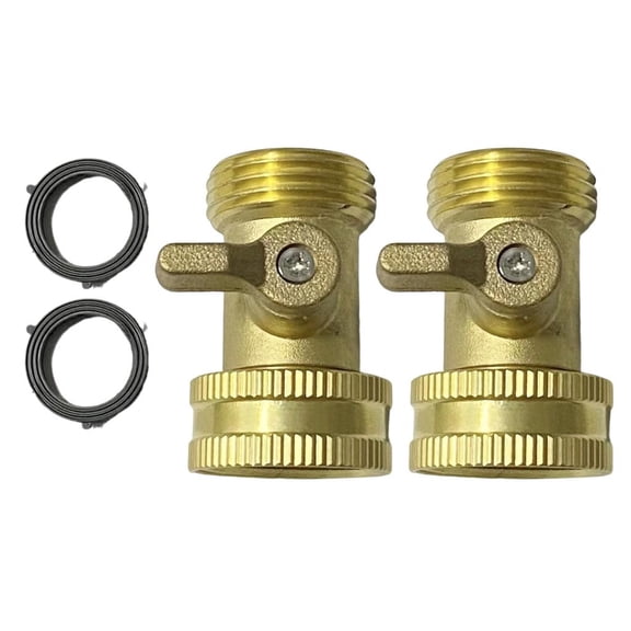 Pack of 2 Brass Hose Shutoff Valves with Extended Handle for Garden Equipment