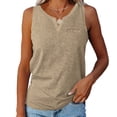 thumbnail image 1 of Camiseta sin mangas para mujer, cuello en V, Color puro, tipo suelto, camiseta de verano sin mangas a la moda, 1 of 4