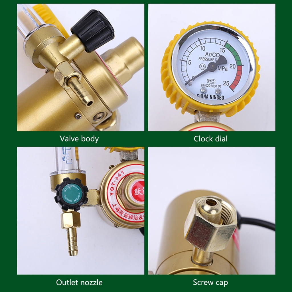 CO2- Mig- Tig Meter Regulator Pressure Gauge Welder- Parts Gas Reducer- Welding Accessory for MIG- & TIG Welding