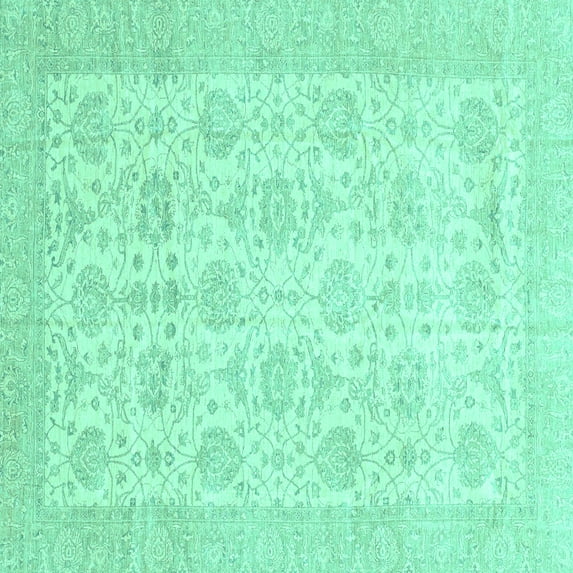 Ahgly Company Indoor Square Abstract Turquoise Blue Modern Area Rugs, 5' Square