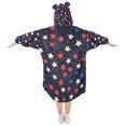 thumbnail image 2 of FORMRS Wearable Blanket Hoodie with Sleeves for Kids Cozy Flannel Sweatshirt, Red Starry Pattern, 2 of 7