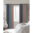 thumbnail image 4 of Blue Pink Striped Blackout Curtains for Bedroom Living Room Darkening Curtains 63 Inches Long Farmhouse Modern Stripes Window Curtain 2 Panels Set Insulated Window Treatment Grommet Drapes 42"x63", 4 of 9