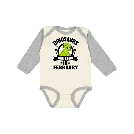 

Inktastic Birthday Dinosaurs are Born in February Gift Baby Boy or Baby Girl Long Sleeve Bodysuit